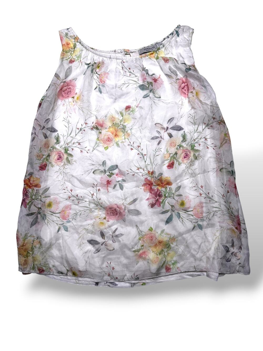Tendenze Italy Floral Sheer Overlay Tank Top With Lining Size Small